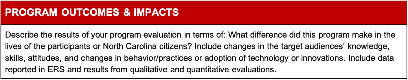 program outcomes and impacts